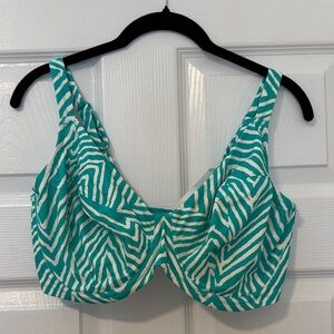 Elomi ‘Full Falls’ Teal & White Zebra Print Underwire Bikini Top US Size 36J